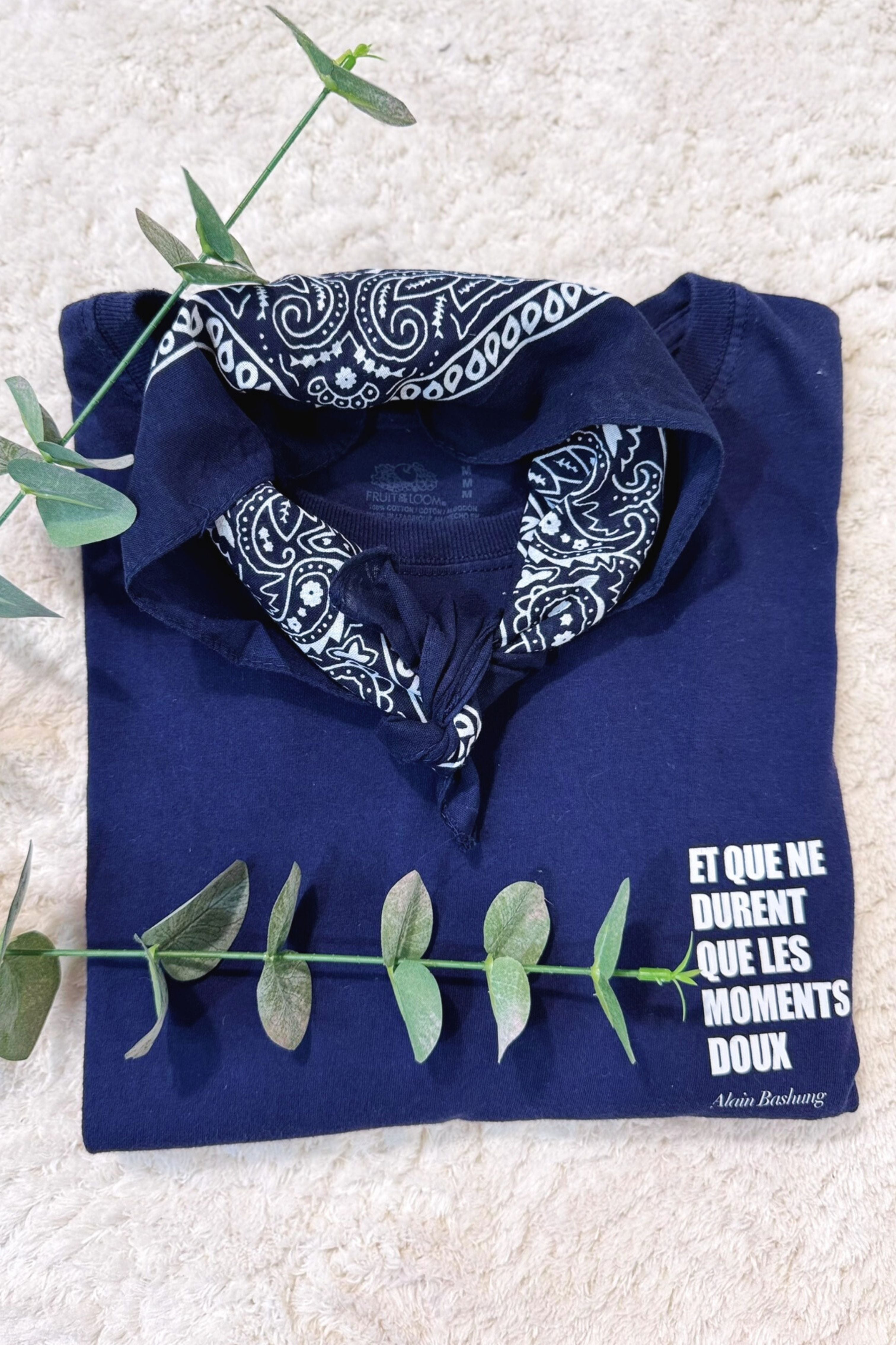 T-shirt upcyclé en coton marine - Le Bashung