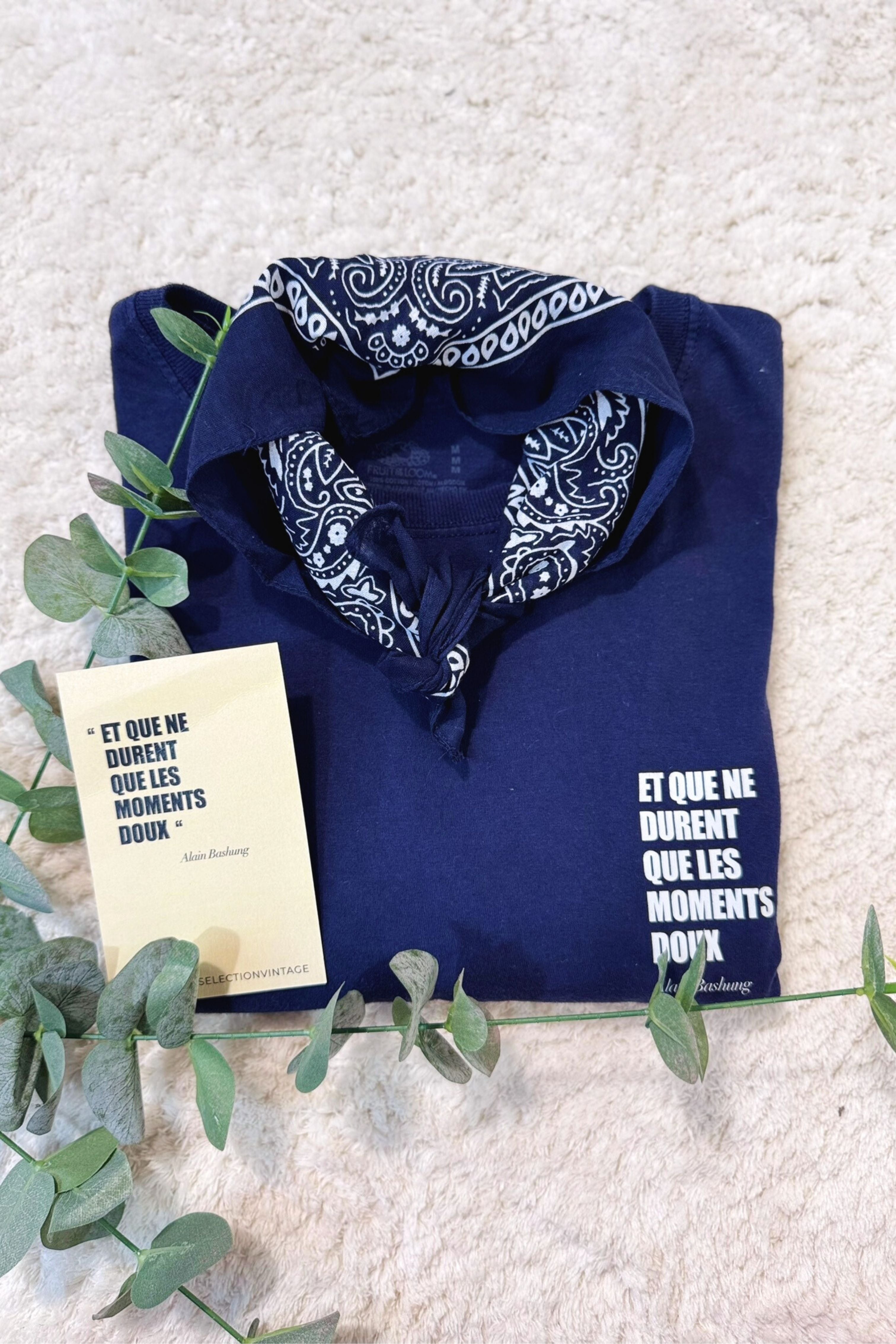 T-shirt upcyclé en coton marine - Le Bashung