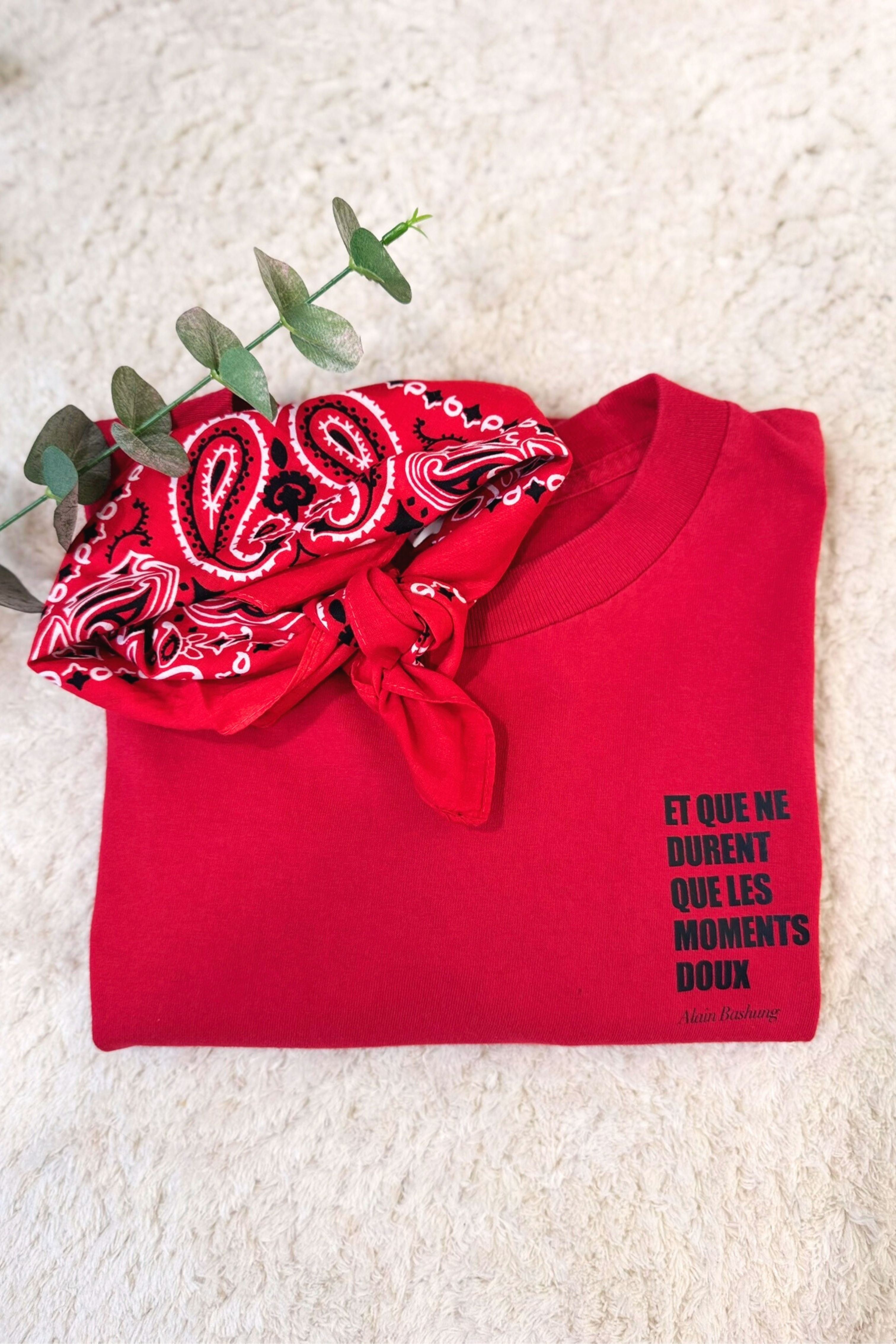 T-shirt upcyclé en coton rouge - Le Bashung