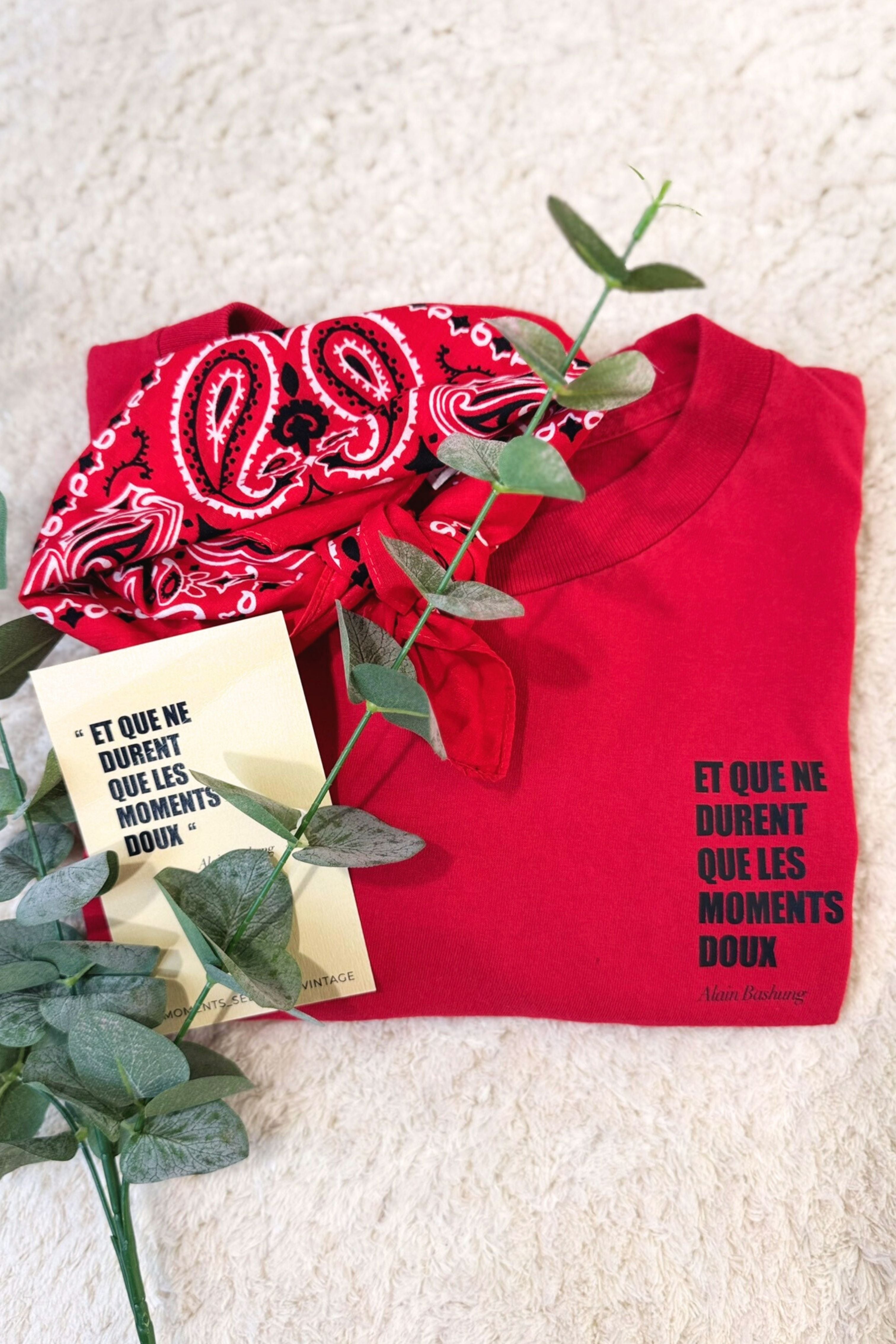 T-shirt upcyclé en coton rouge - Le Bashung