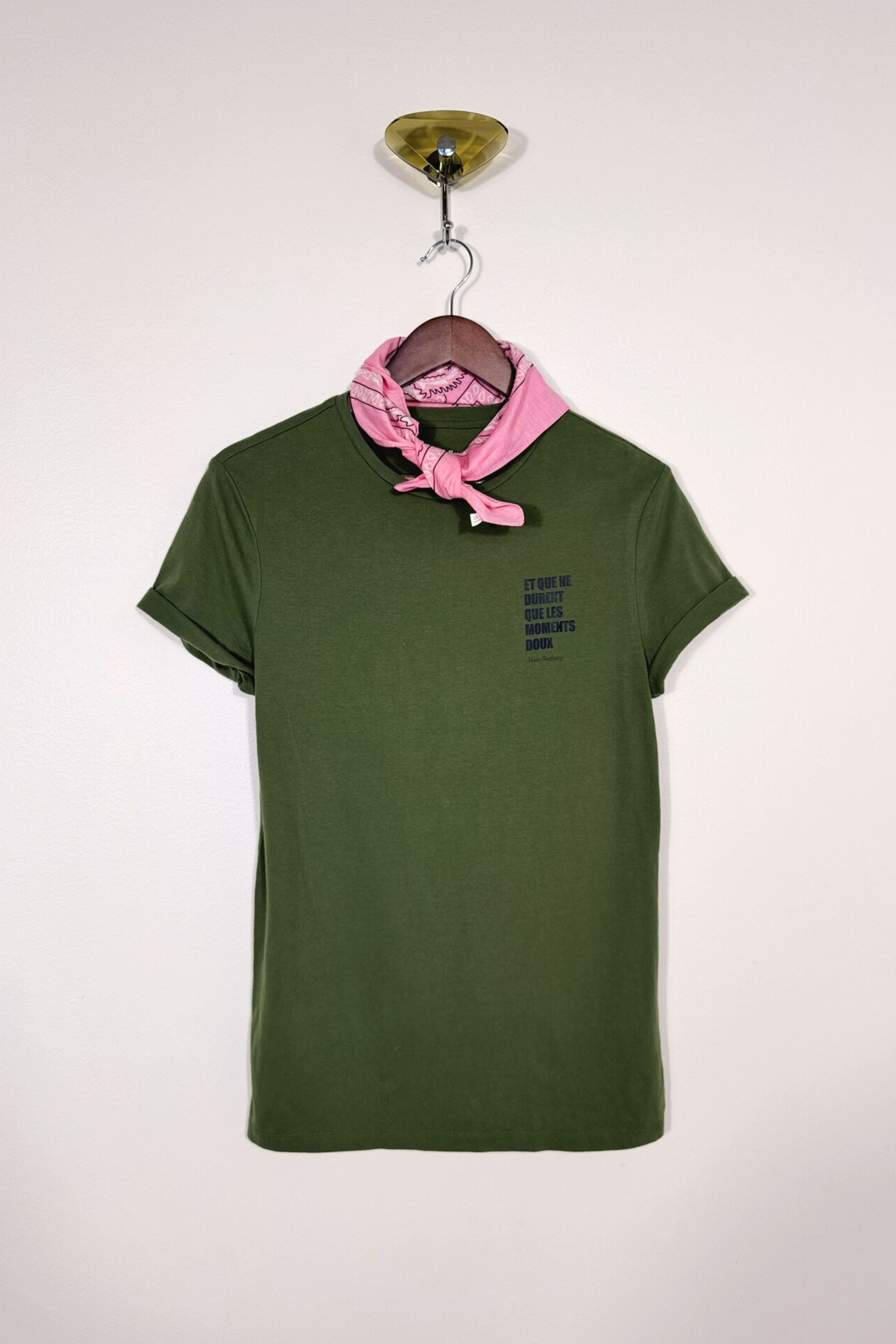 T-shirt upcyclé en coton kaki - Le Bashung