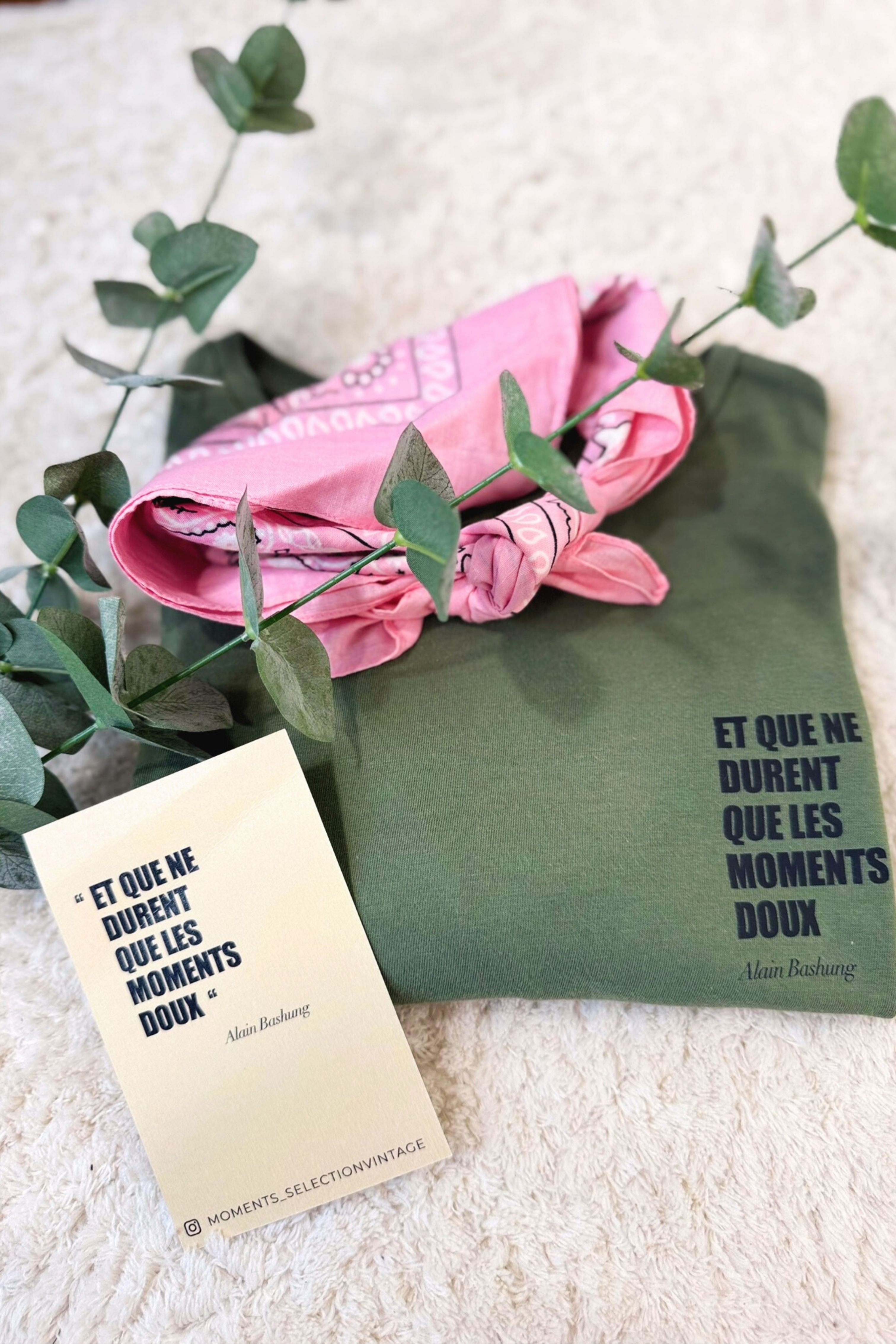 T-shirt upcyclé en coton kaki - Le Bashung