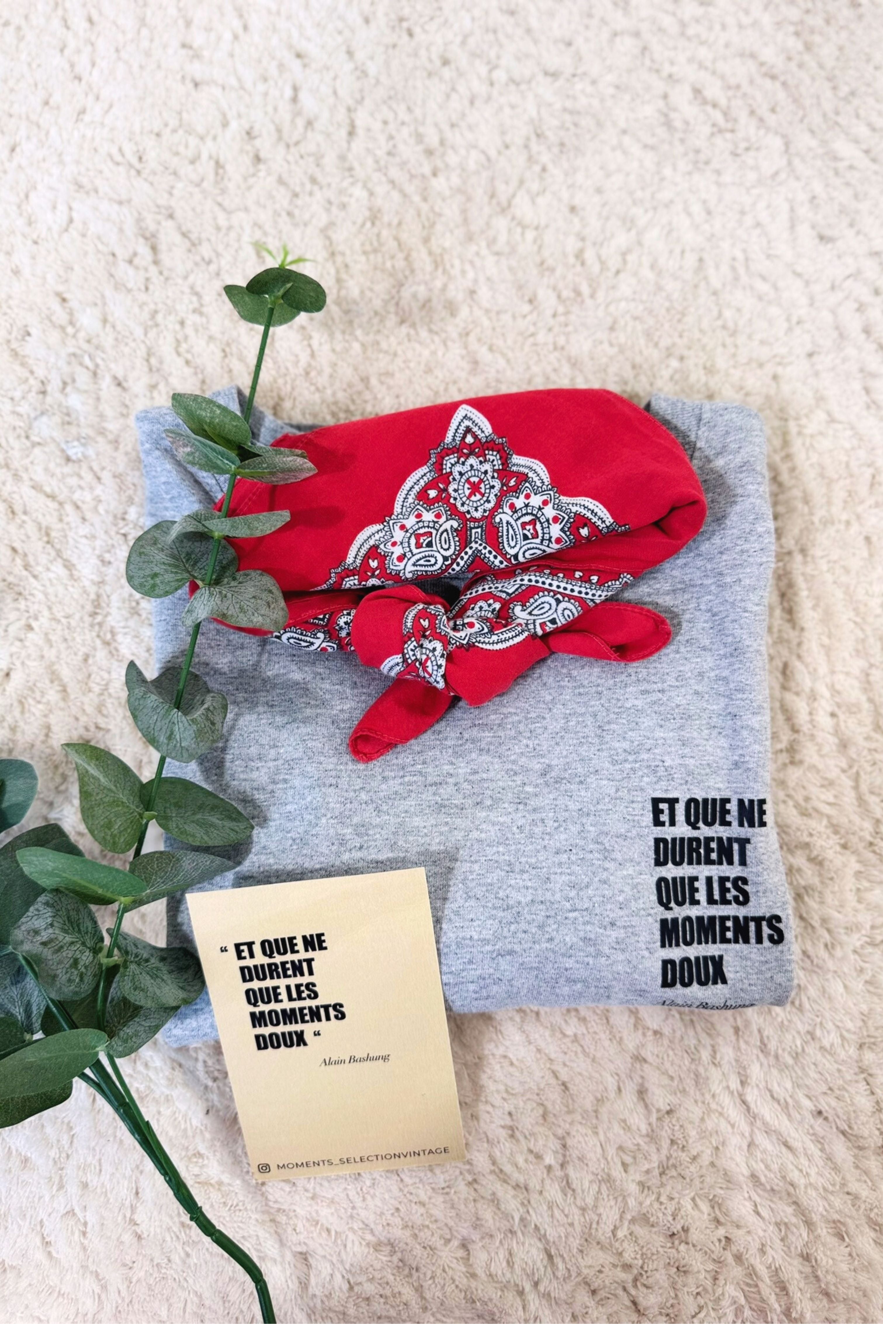 T-shirt upcyclé en coton gris - Le Bashung