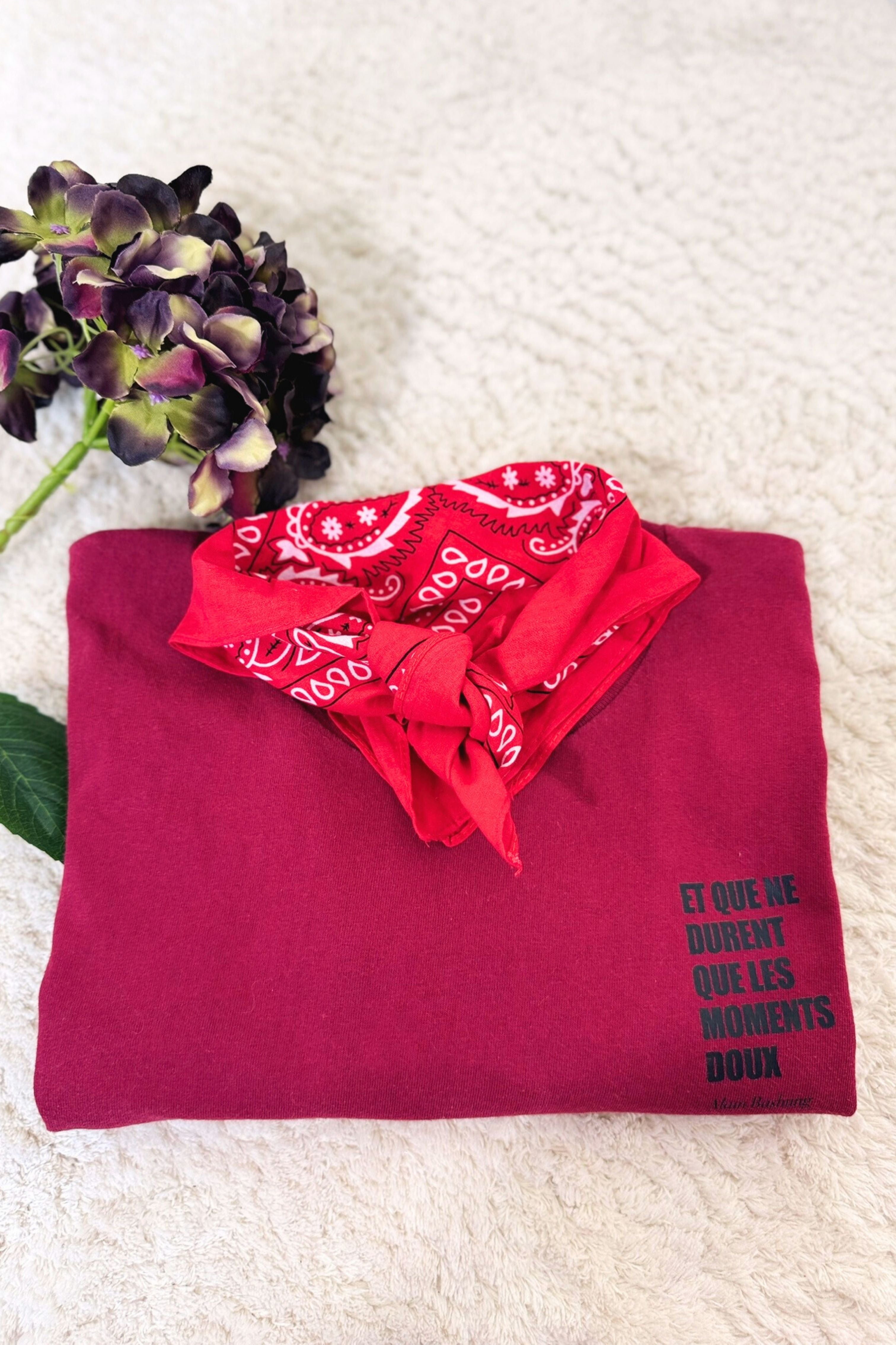 T-shirt upcyclé en coton bordeaux - Le Bashung