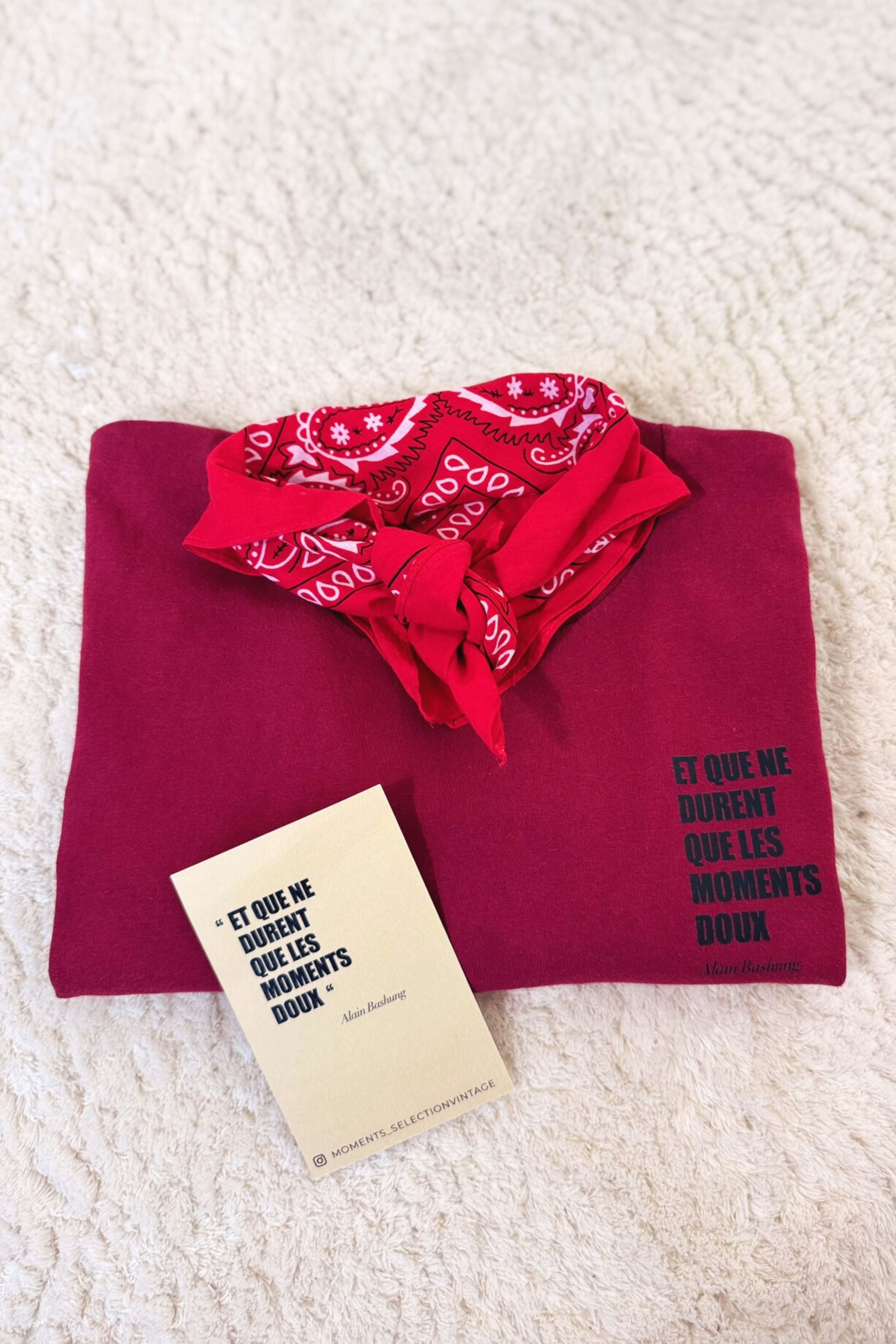 T-shirt upcyclé en coton bordeaux - Le Bashung