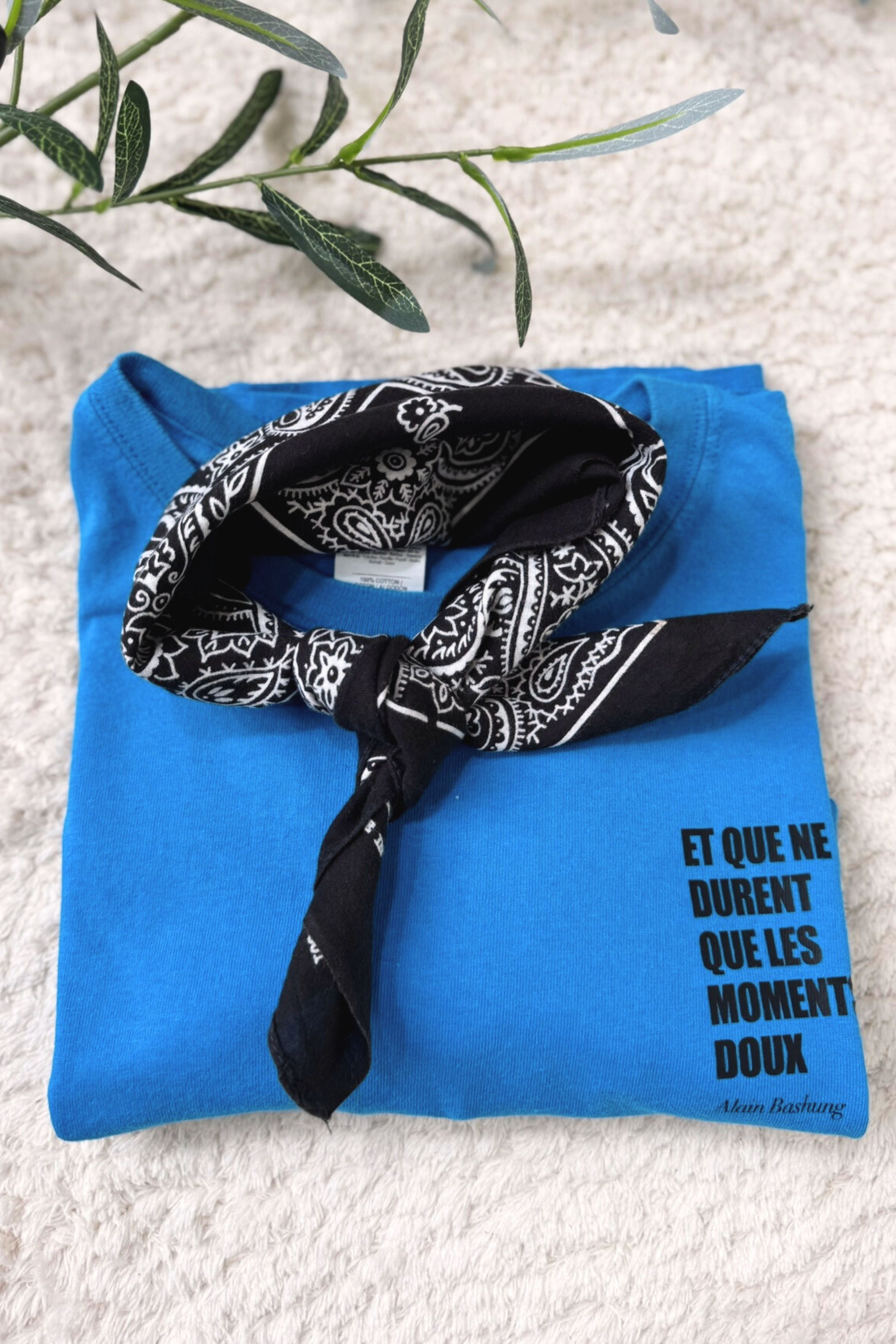 T-shirt upcyclé en coton bleu turquoise - Le Bashung