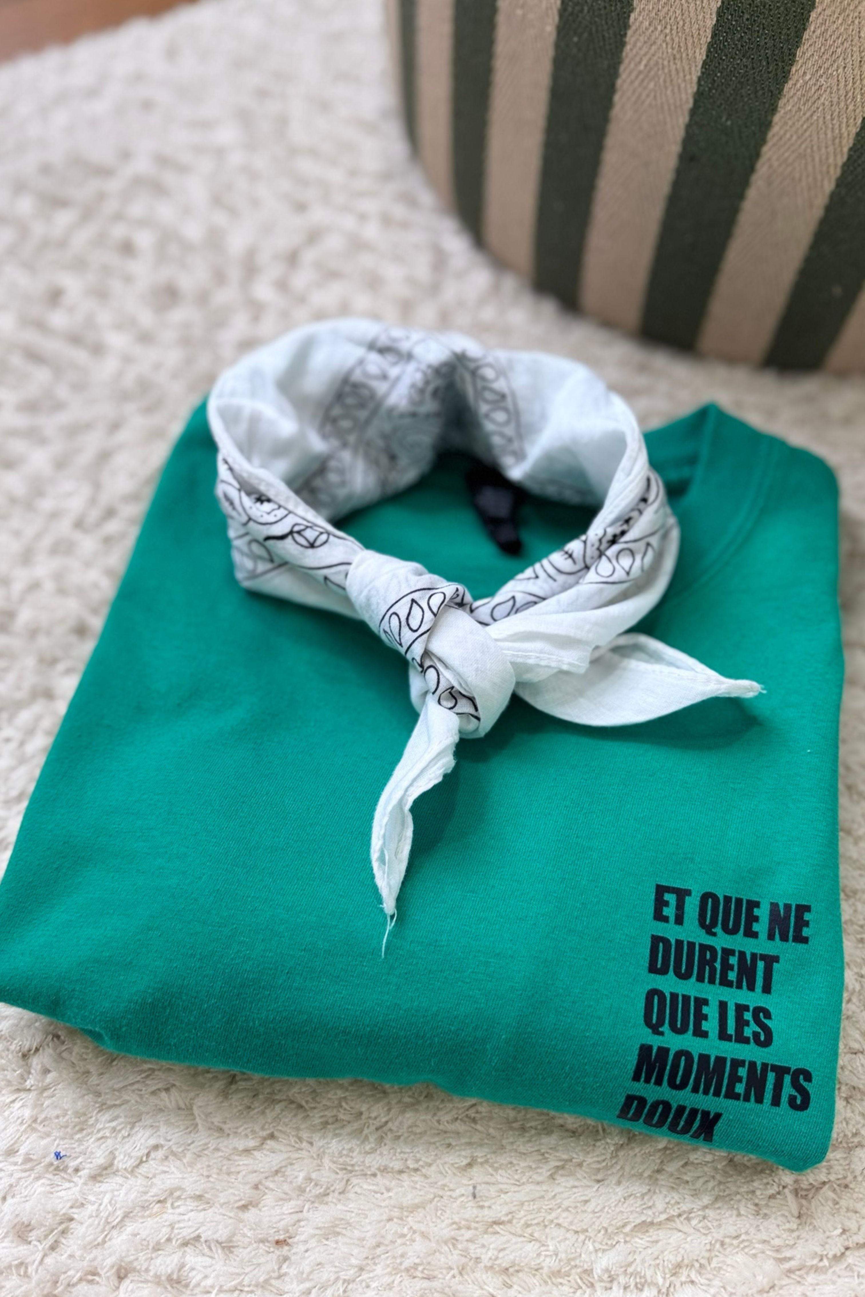 T-shirt upcyclé en coton vert gazon - Le Bashung