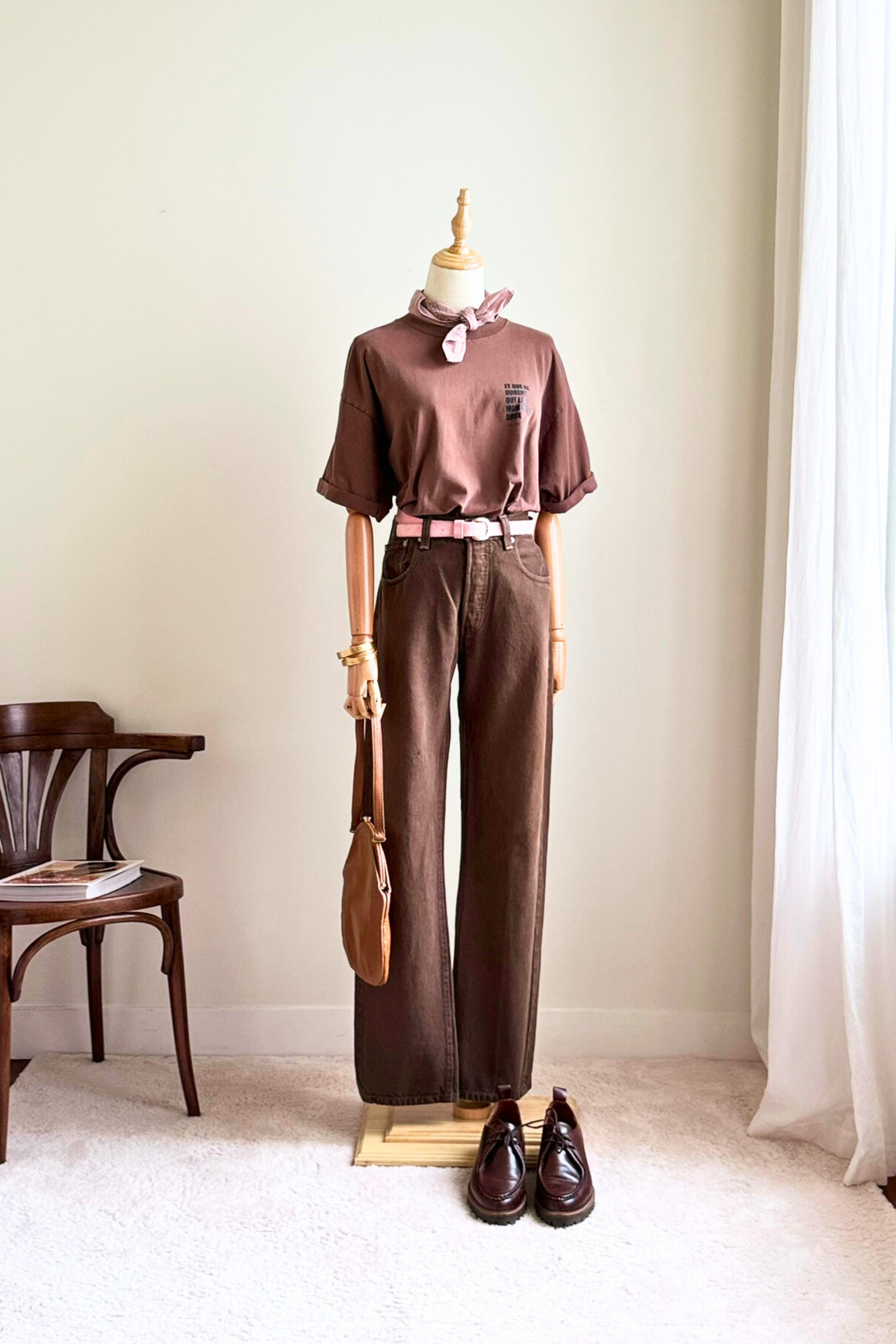 T-shirt upcyclé en coton bordeaux - Le Bashung