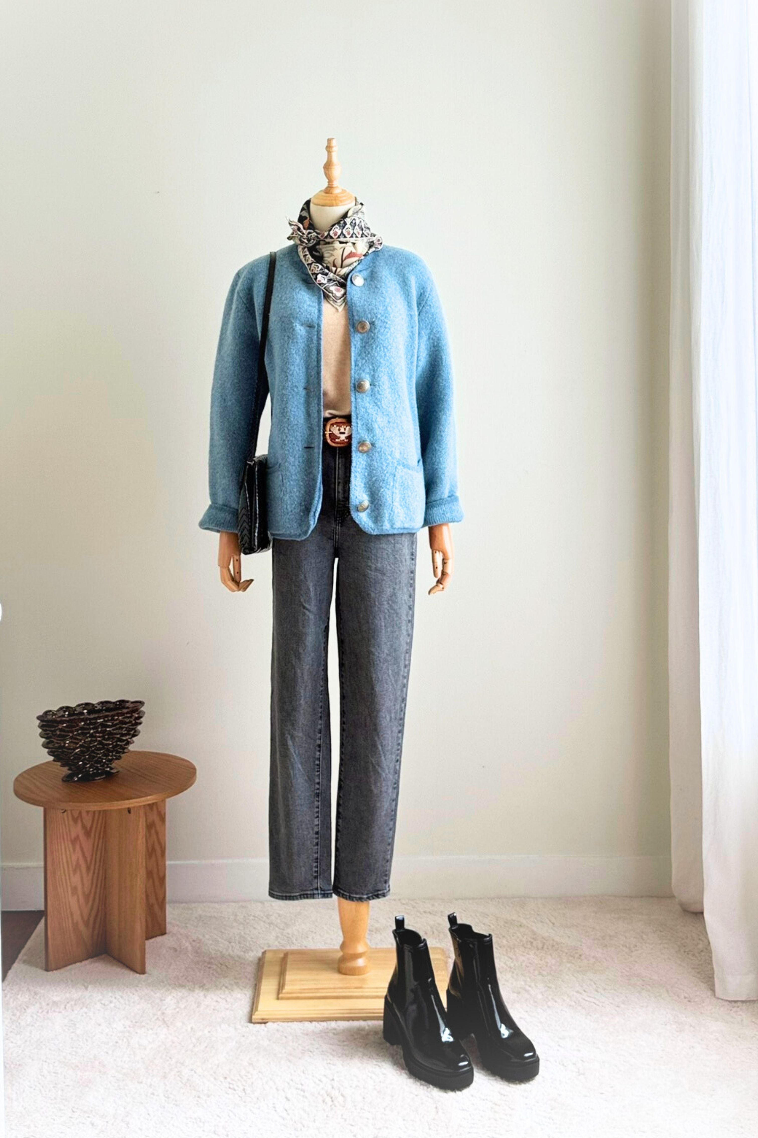 Green and black checked wool jacket