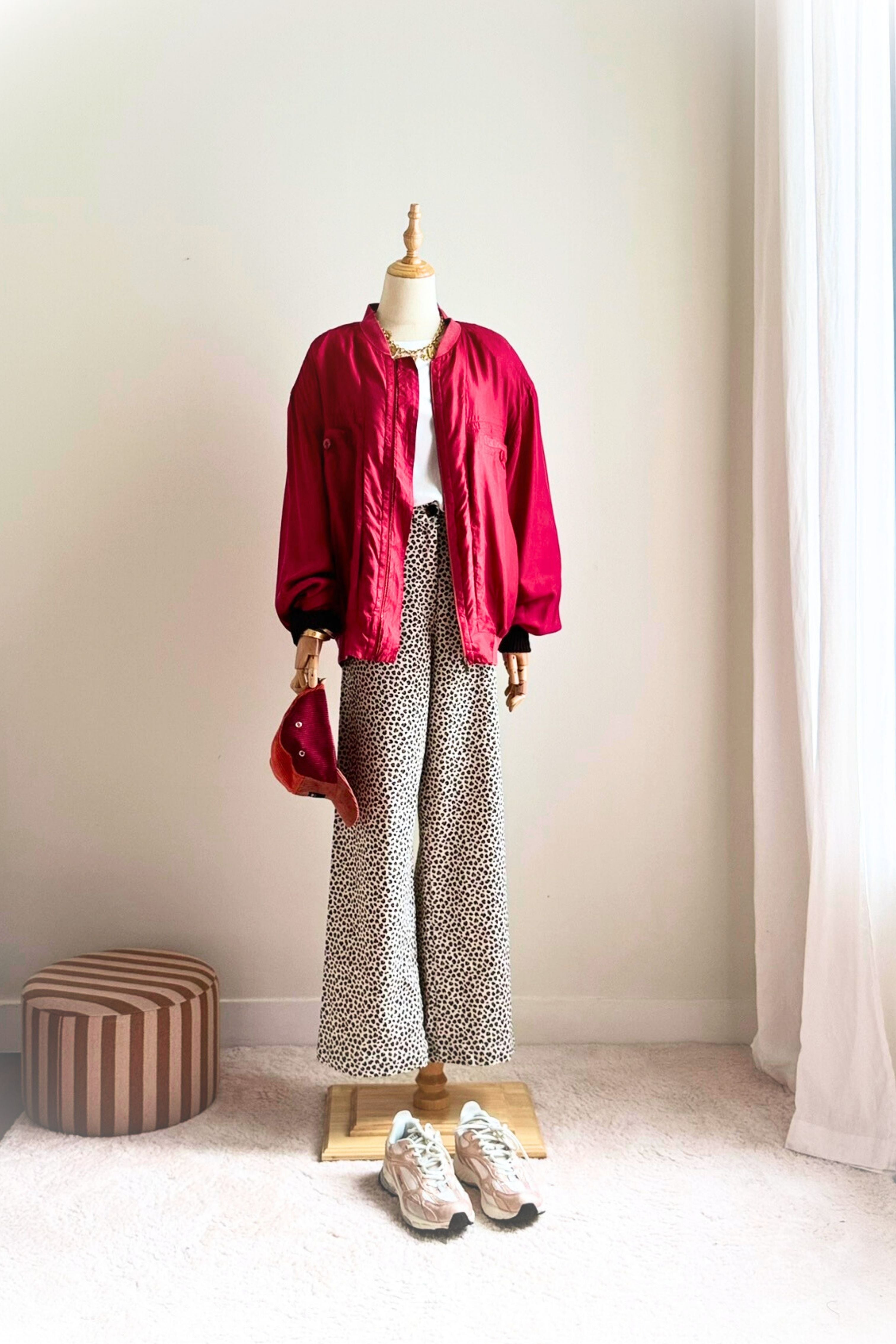 Pink silk bomber jacket