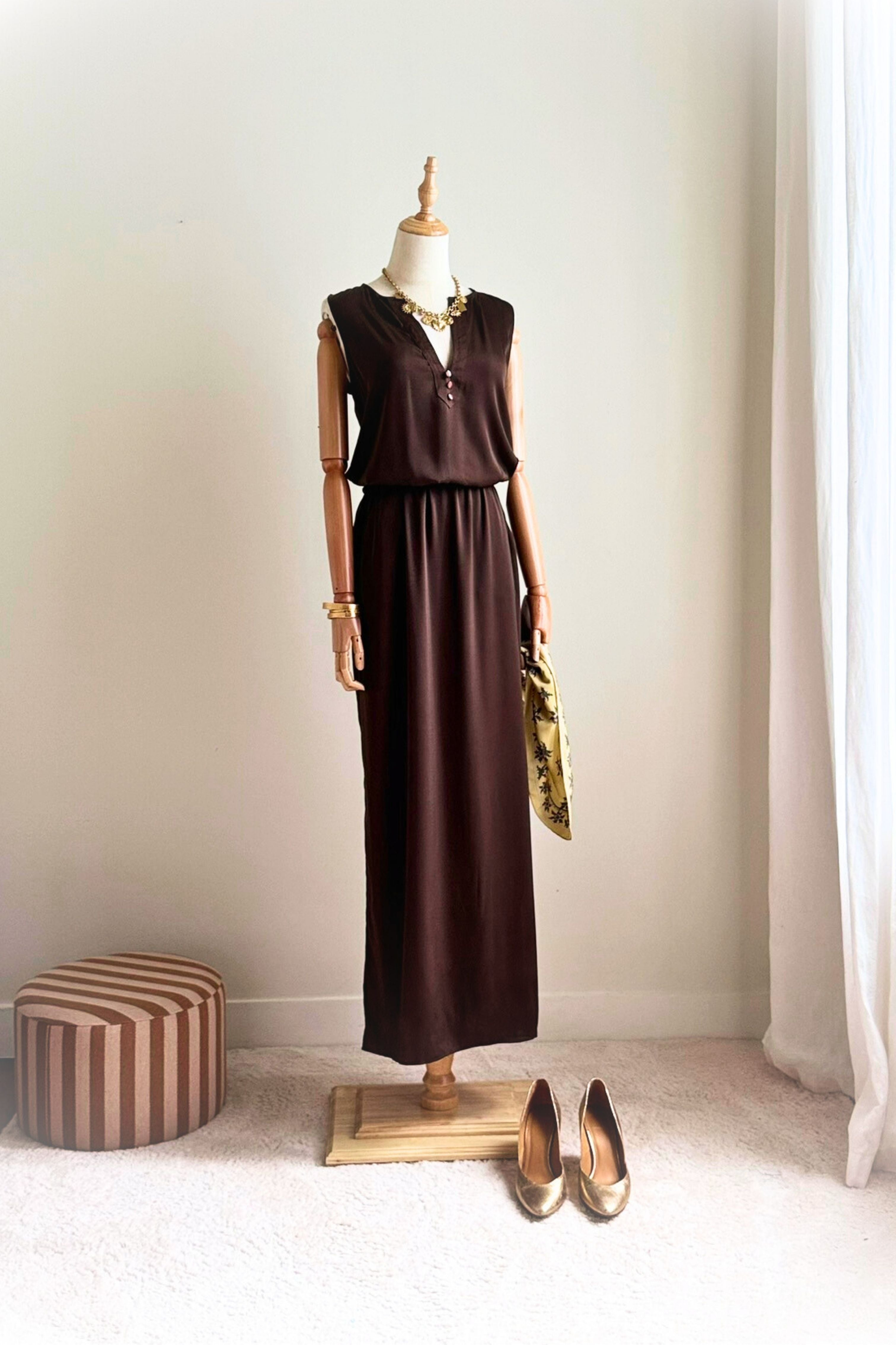 Robe longue BCBGMAXAZRIA chocolat