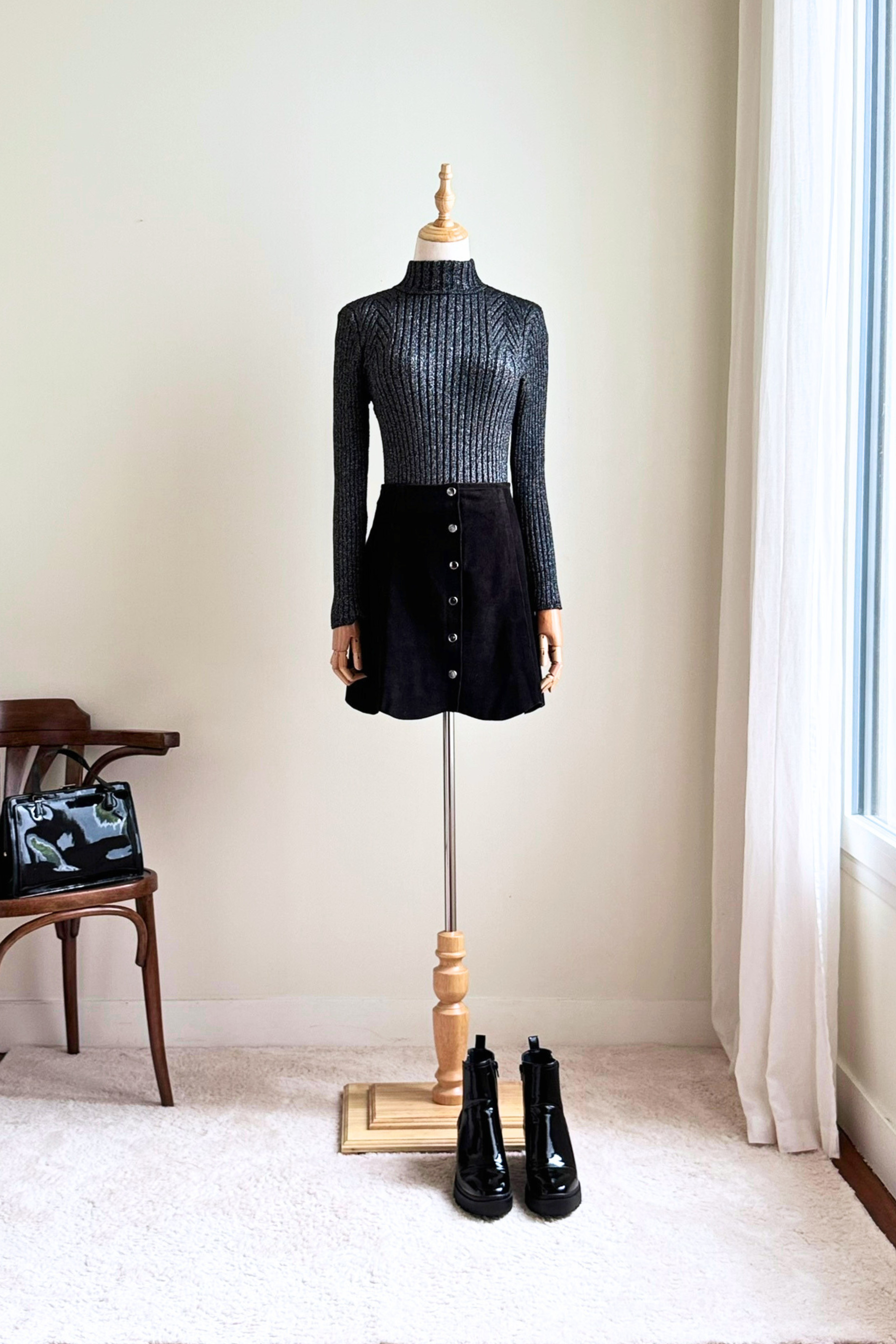 Silver gray lurex knit sweater