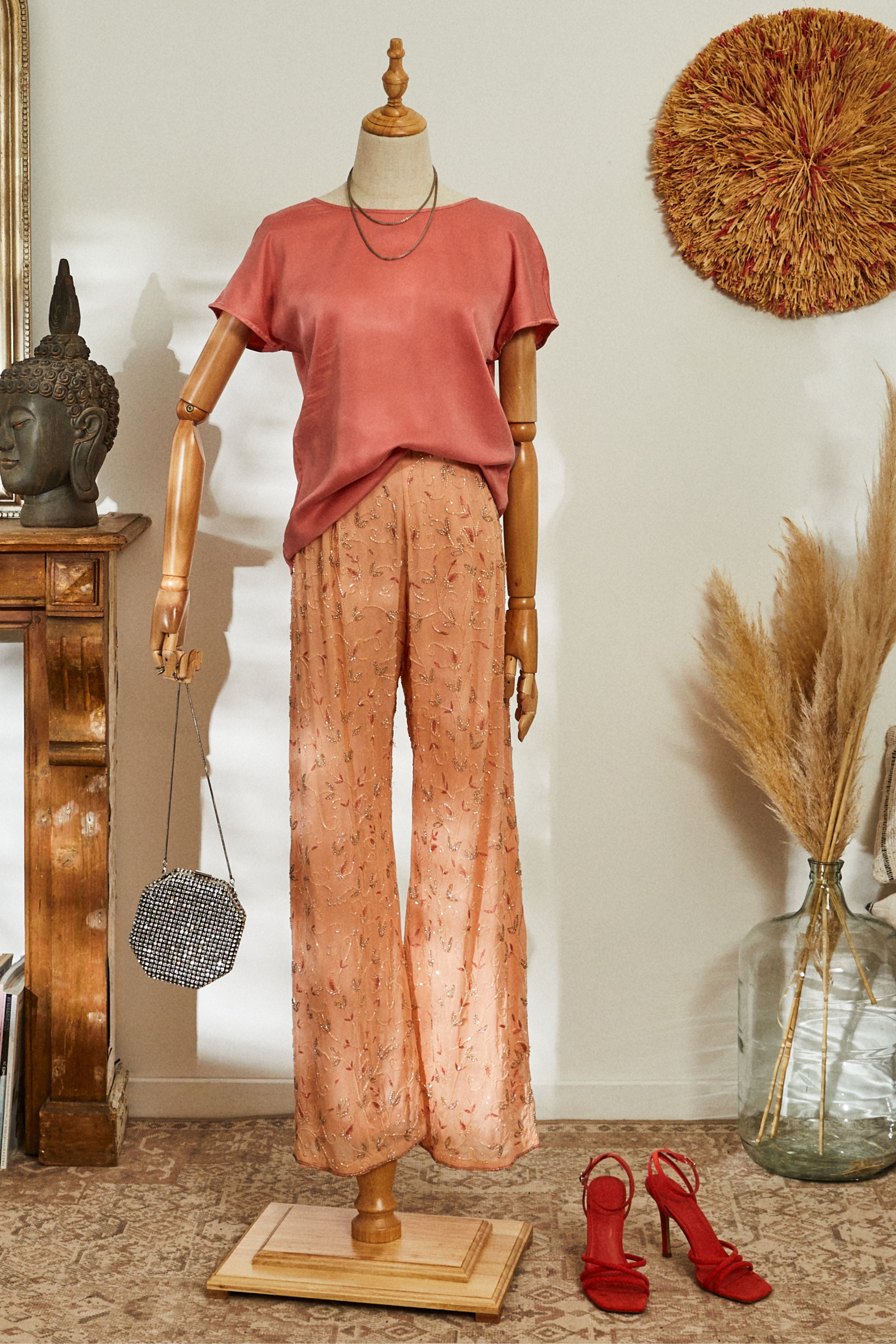 Blouse en soie classique rose